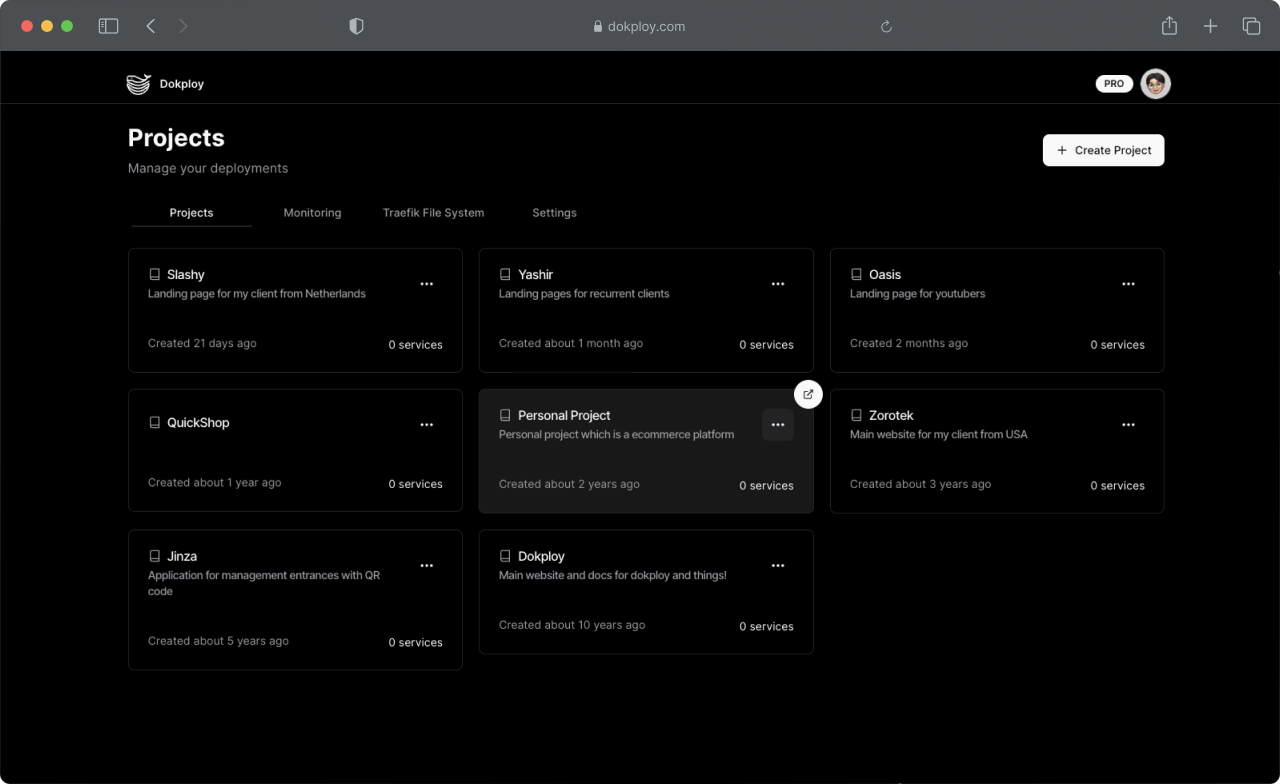 A dashboard showing the Dokploy interface with various running apps and real-time logs